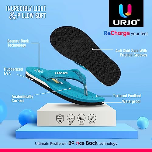 Image of URJO Women's Slippers /FlipFlops Lightweight Super Flexible Arch Support Durable Anti Skid & Stylish Dailywear Slippers /FlipFlops for Women