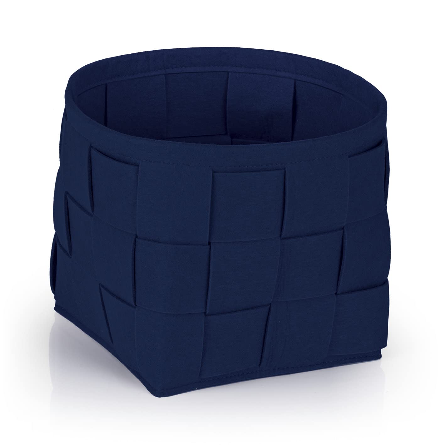 Cesta in feltro 24x24x24 cm | Ideale per legna da camino e riviste | Resistente e versatile | Cesta pieghevole adatta per scaffali [Blu scuro]
