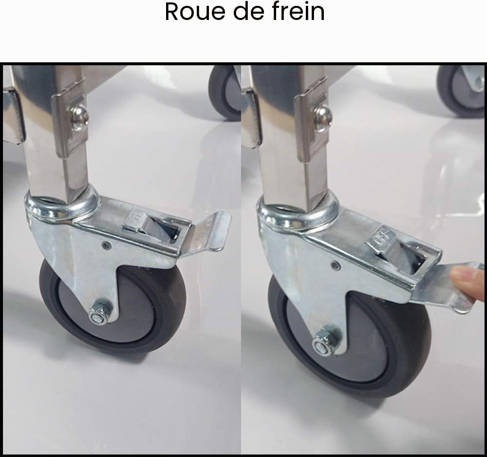 TAIMIKO Chariot de Service Desserte Cuisine à roulettes en Acier Inoxydable à 3 étages avec 4 roulettes pivotantes 2 Freins Capacité de Charge jusqu'à 150 kg Convient pour la Cuisine et l'hôtel