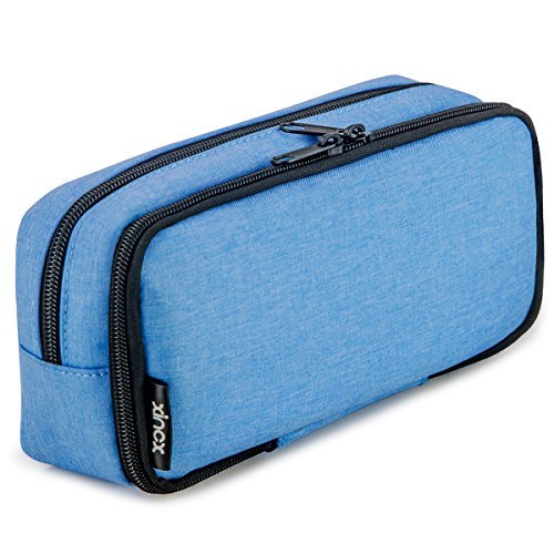Simple Large Pencil Pouch Big Cosmetic Pouch Bag Pen Bag,Stationery Pouch,Multi-Colored Pencil case,Large Capacity Zipper Pencil Bag (Wathet Blue)