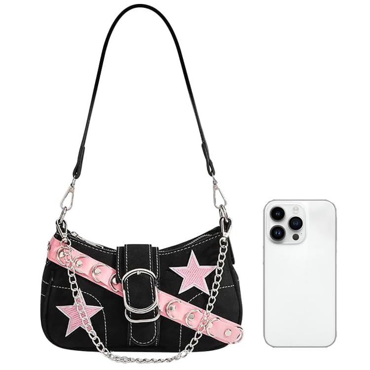 Cute Y2k Purse, Hand Bag Star Pattern Y2k Accessories Punk Style for Women Vintage Shoulder Bags2