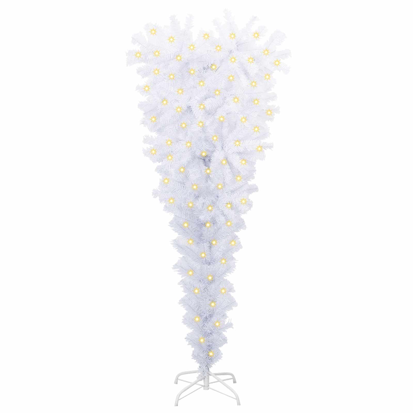 Künstlicher Weihnachtsbaum Weiß 120 cm aus PVC und Stahl mit 230 Spitzen, LED-Lichterkette, Ständer, geeignet für Wohnzimmer, Balkon, Terrasse, Festdeko und Innenbereich