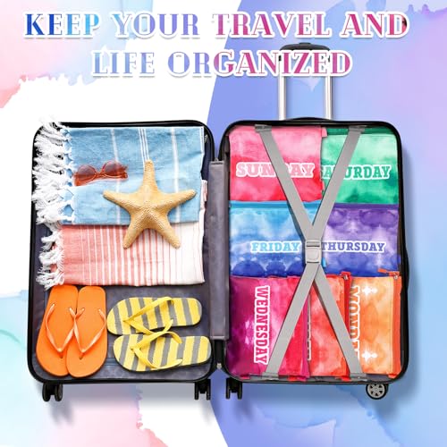 Paterr 14 Pcs Packing Cubes for Travel Kids Day of Week Compression Packing Bags Colorful Luggage Suitcase Organizers Bag for Travel(Gradient)4