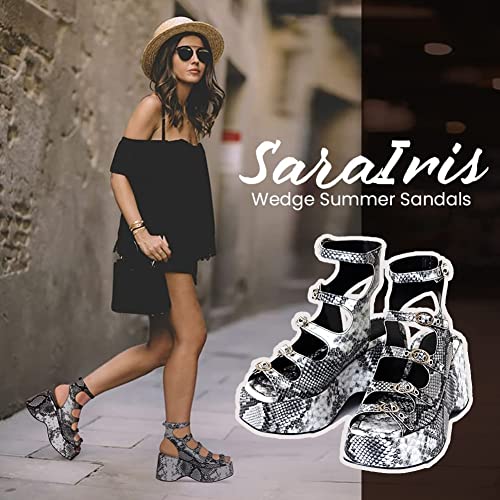 Sarairis Women's Platform Sandals Wedge High Heel Buckle Sandals Open Toe Summer Sandals For Women #TOP2