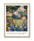HesenDot Gustav Klimt Village Framed Wall Art,12x16in Symbolism Style Canvas Print,Art Nouveau Landscape Poster Wall Decor for Living Room Bedroom Study Home Office, 1 Pack