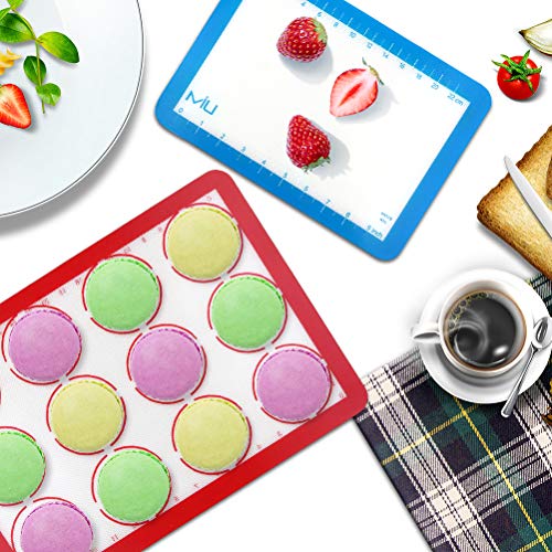 Miu Macaroon Silicone Baking Mat, Non-Stick Cookie Baking Mat, 2 Half Sheets And 1 Quarter Sheet, Perfect Baking Pad Cookie Kit For Macarons, Cake, Bread And Pastry #TOP3