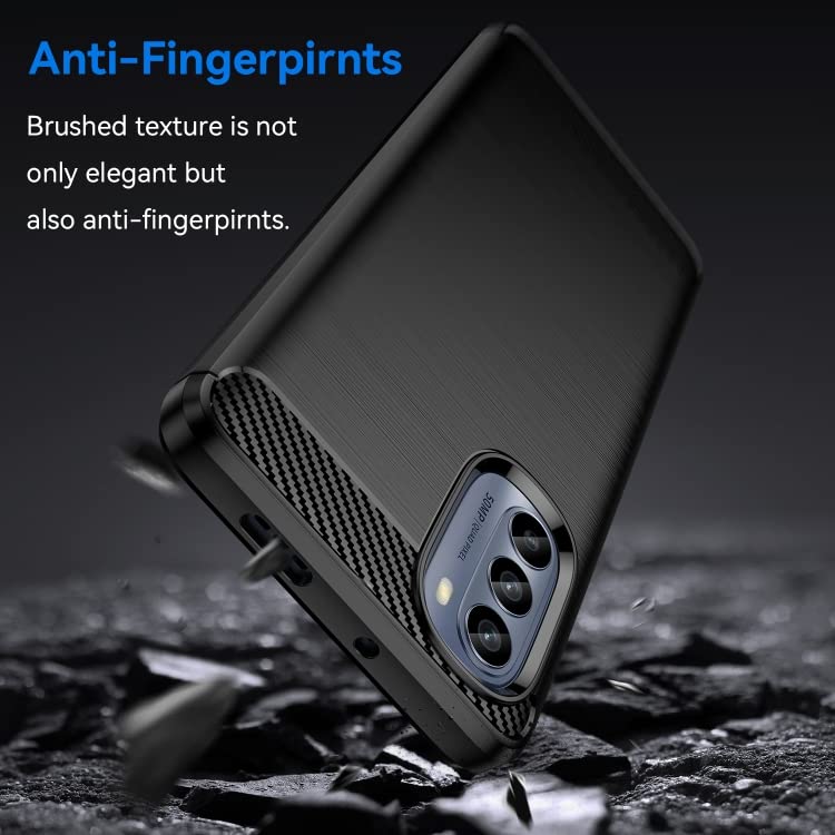 Image of NPRC Hybrid Ultra Slim Protective Case TPU Non-Slip Carbon Fiber Texture Shockproof Case Cover for Moto G52 - Black