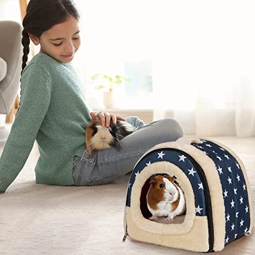 Pantula Meerschweinchen Bett Kuschelhöhle - Höhle Gemütliches groß Hamster Kleintier Bett Versteck mit Abnehmbarer Matte für Hamster Kaninchen Igel Chinchilla Bartagamen und Frettchen (Blau)