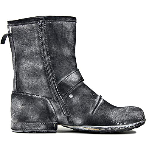 OSSTONE Moto Boots for Men Designer Fashion Zipper-up Leather Chukka Western Boots Casual Shoes OS-5008-1-HHH-R3