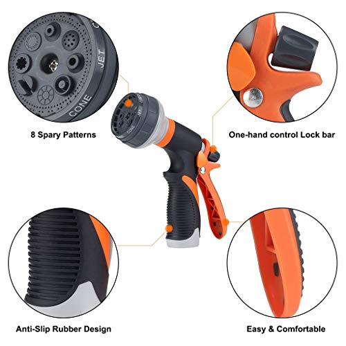Fewear Garden Nozzle-2,Water Hose Nozzle Heavy Duty High Pressure Garden Sprayer for Car Wash, Cleaning, Watering Lawn and Garden and Showering Dog & Pets (Orange)