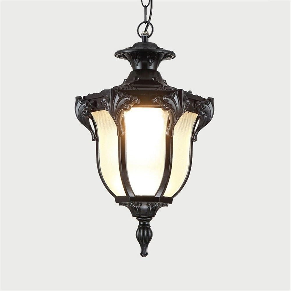 Bloohk One Color Outdoor Pendant Light, Ip54 Waterproof Vintage Metal Glass Hanging Lantern, European Antique Exterior Chandelier For Porch, Patio & Gazebo(18 * 31Cm)