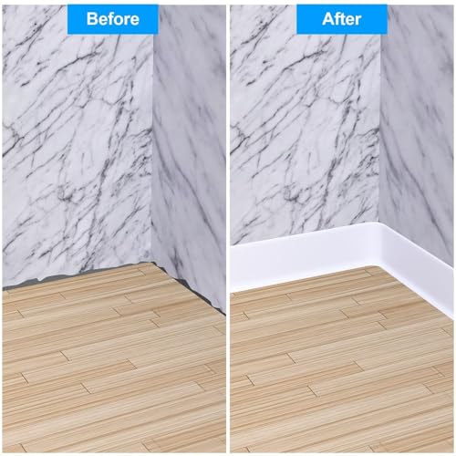 Duzzy Flexible Baseboard Molding Trim, 4 Inch(W) x 20 Feet(L) Peel and Stick Rubber Wall Trim Molding, Self-Adhesive Vinyl Wall Base Cove Base - Thumbnail 3