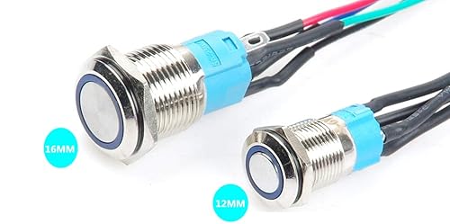 Miniatura 9 de LIVISN Interruptor de chasis de 0.472 in y 0.630 in, interruptor de botón de metal con cable de extensión de 3.3 pies, anillo de símbolo de