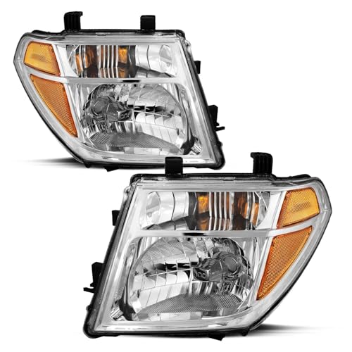 PENSUN Headlight Assembly Replacement for 2005-2008 Nissan Frontier 2005-2007 Nissan Pathfinder, Headlamps w/Chrome Housing Amber Reflector Driver and Passenger Side