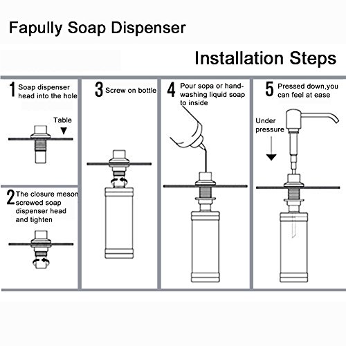 Fapully UNKNOWN Commercial Bathroom Brushed Nickel Deck Mount Kitchen Under Sink Liquid Dish Soap And Lotion Dispenser,Countertop In Counter Kitchen Soap Dispenser thumb #5