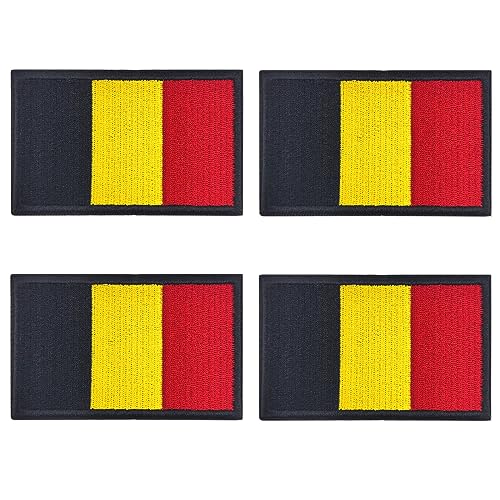 makstore 4 toppe belgium, bandiere belgio, motivo a gancio e fibbia, toppe per bandiera, 8 x 5 cm (Belgio)