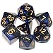 Galaxy DND Dice 7Pieces, Glitter Sparkle Cosmic Blue Black Mixed Polyhedral DND Dice for RPG MTG Table Game Dice
