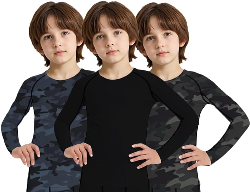 3 Pack Boys Youth Football Compression Pants Running Baseball Sports Leggings Athletic Tights Baselayer for Kids - Image 2