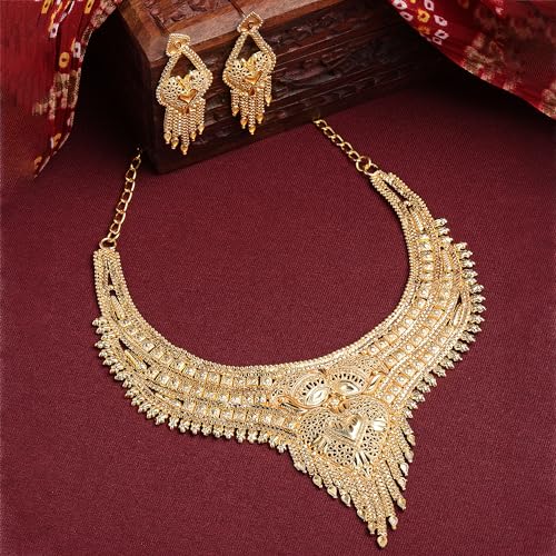 Traditional High Plated Choker Necklace Set