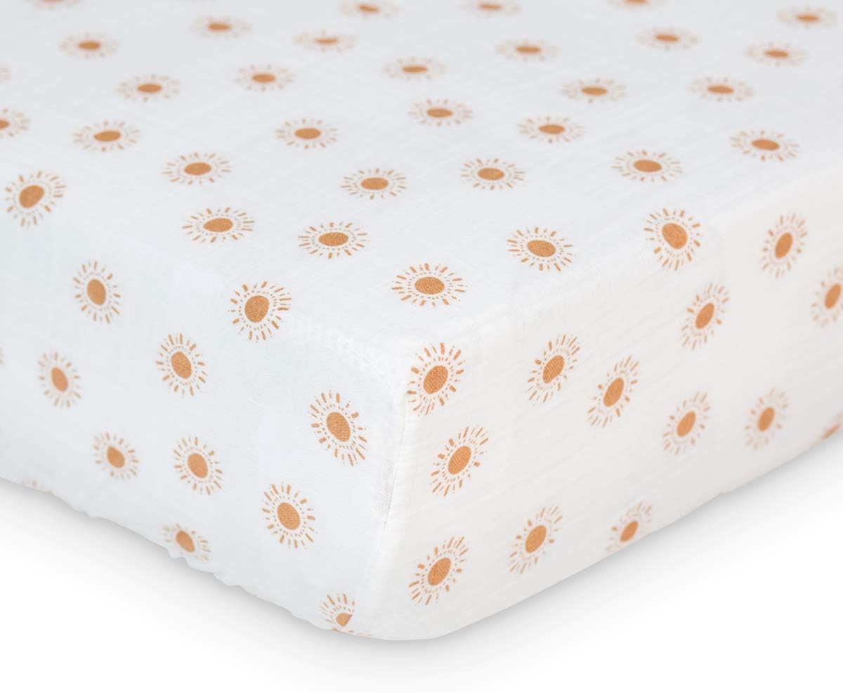 Lulujo Muslin Crib Sheets - Fitted Crib Mattress Sheets for Boys and Girls - 28"x 52", 1 Pack (Vintage Floral)