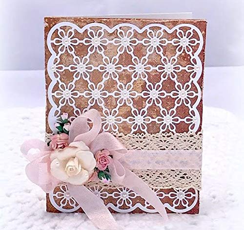 Fustella Metallica Per Scrapbooking E Biglietti - Motivo Floreale In Pizzo Con Sfondo 9x11.5 Cm - Stampo Da Taglio Per Fai Da Te, Album E Decorazioni