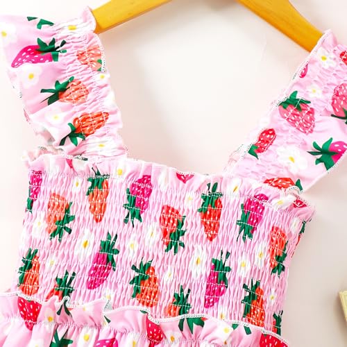 Little Girl Twirl Dress Kids Sleeveless Ruffle Tiered Smocked Dresses Girls Summer Outfits Beach Sundress4