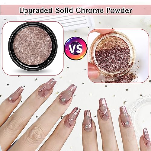 GJNL 6 Colors Gold Chrome Nail Powder - 6 Jars Metallic Effekt Chrome Pulver Nägel, Roségold Chrom Pigmente für Nägel Nagelpulver Chrom Nägel, Champagner Gold Pigment Glitzerpuder Pulver für Nägel