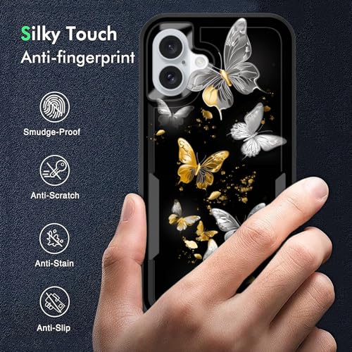 Coque iPhone 17 résistant aux chocs silicone double couche robuste antichoc papillon