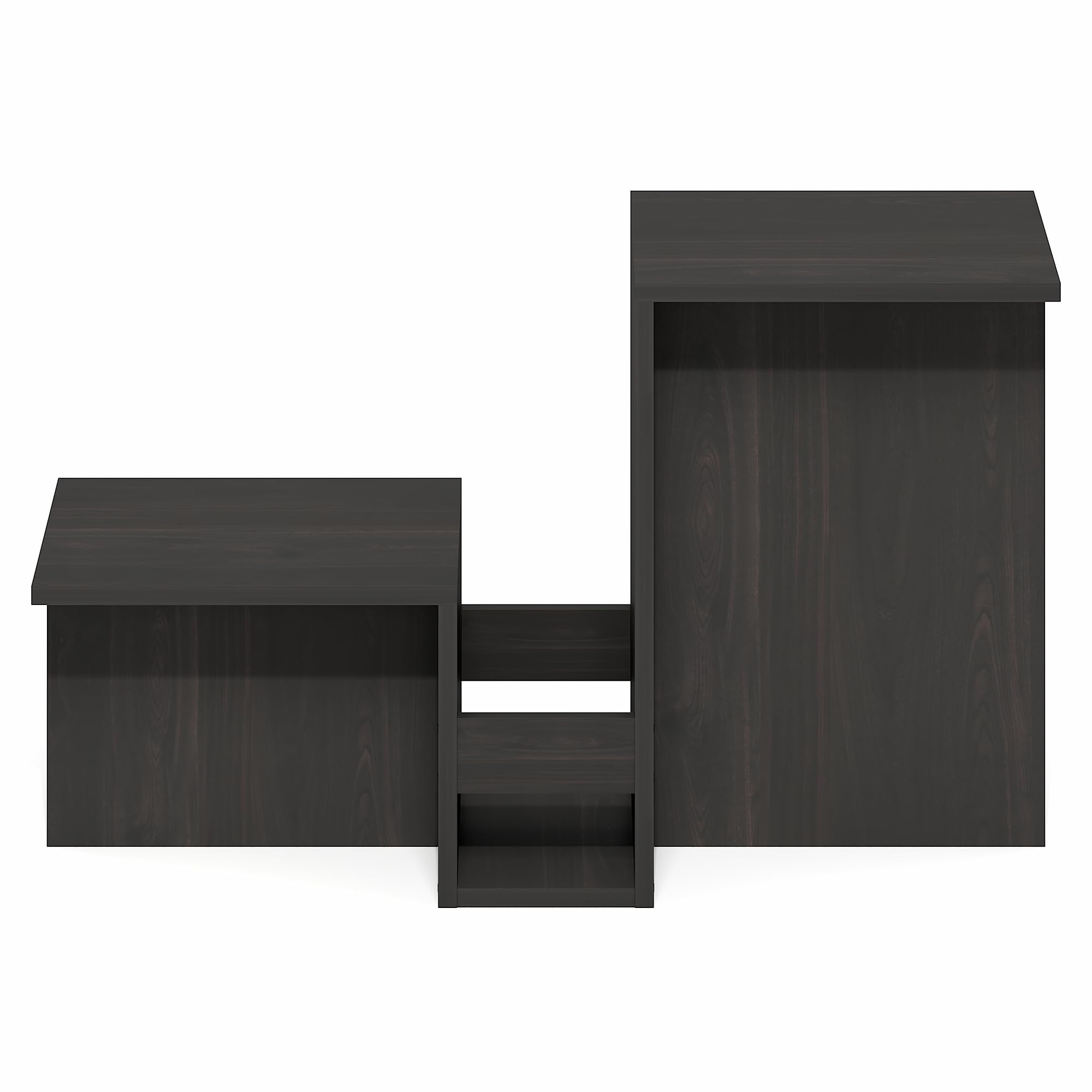 Furinno BOYATE Tavolino laterale, tavolino a forma di valle, tavolino con ripiano a più livelli e portariviste, per soggiorno, espresso