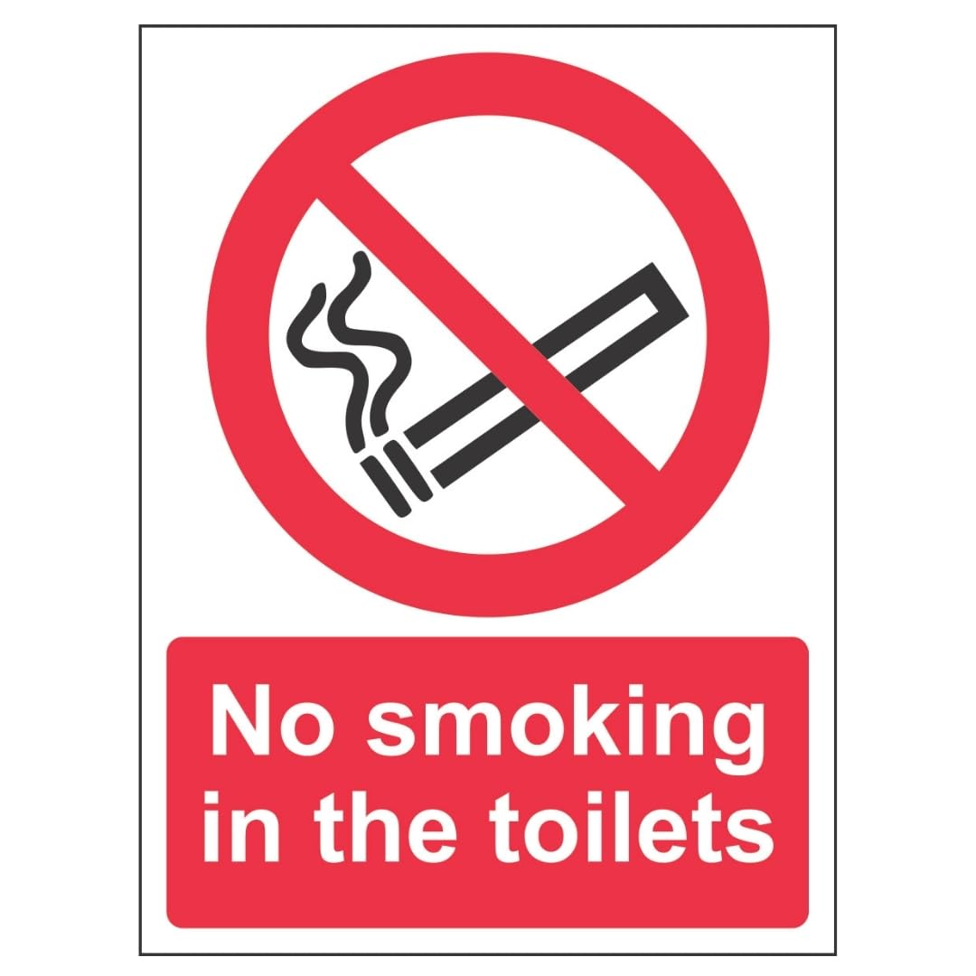 V Safety No Smoking In The Toilets - Portrait 150 x 200mm - 2mm Rigid Plastic Safety Sign