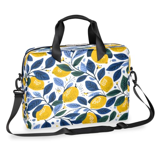 Sacoche ordinateur portable imperméable et rembourrée motif feuilles de citron