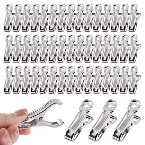 Tanstic 50pcs 2.1 Inch Stainless Steel Greenhouse Clips Heavy Duty Garden Clips with Strong Grip and Large Open Mouth for Netting Holding