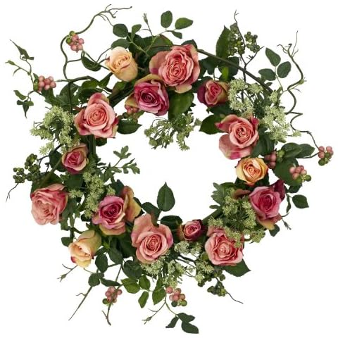 Nearly Natural 4802 Rose Wreath Cover