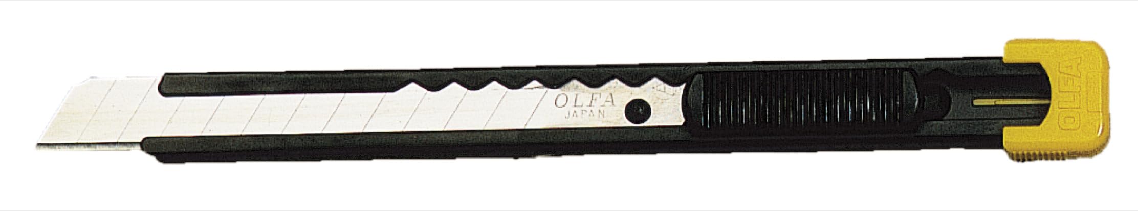 OlfaCúter compacto con bloqueo automático, Mango metálico y cuchilla de 9 mm