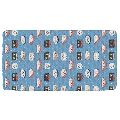 Sushi Japanese Style Simple Cartoon Toddler Portable Bed Sheet Waterproof Cot Sheet for Crib Bedding Set for Small Spaces Travel Mattress 50'' x 25'' (Sheet,Bed Not Included)