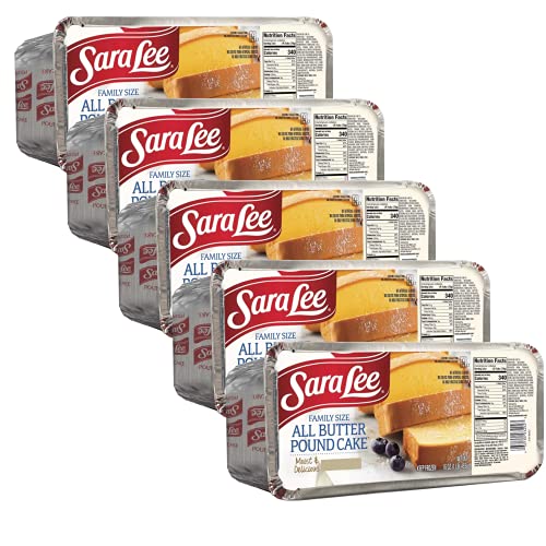 Gourmet Kitchn Sara Lee Frozen Family Size All Butter Pound Cake - Moist and Delicious - No Artificial Flavors, Colors and high Fructose Corn Syrup-16oz (5 - Pack)