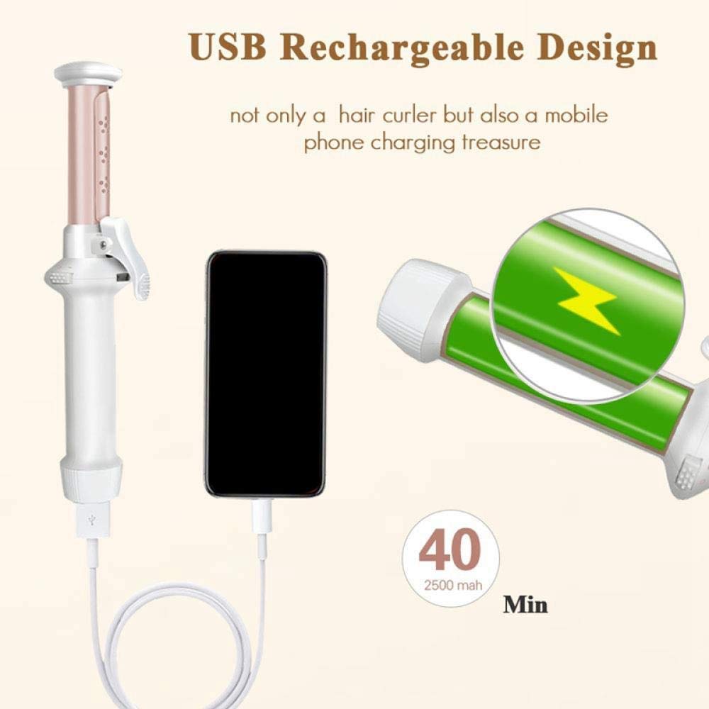 Portable Hair Curler Cordless Ceramic Professional Curling, 2-w-1 Przenośne ładowanie USB MINI Curling, do luźnych loków