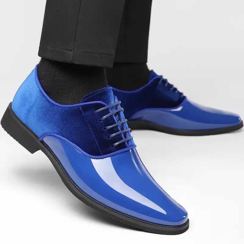 Mens Dress Splicing Oxford Formal Shoes Lace-up Top-Grain Leather Wingtip Tuxedo Block Heel Shoe for Business Office Party Wedding2