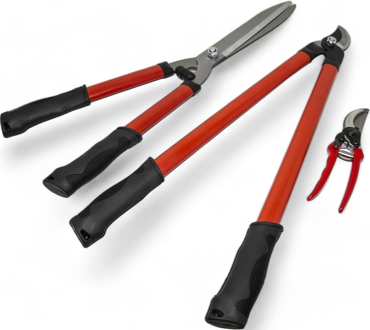 Set of 3 Garden Pruning Tools - Tree Trimmer, Branch Bypass Pruner, Secateur | Easy, Effortless Cuts with Sharp Blades | Durable & Long Lasting for Precise Gardening