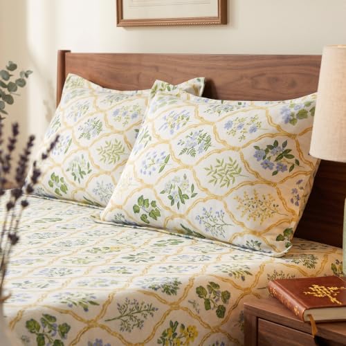 Image of LOOMLYFE 300 TC Microfiber Soft Cotton Bedsheet for Double Bed, Size 90X100 Inches with 2 Large Size Pillow Covers Without Joint - YellowJaipuri