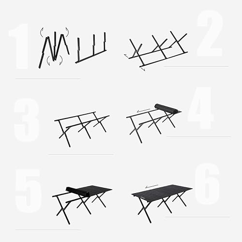 Miniatura 7 de ZYAWP Mesa de camping plegable con bolsa de transporte, mesa enrollable ligera de aluminio, mesa de campamento plegable que se pliega, mesa de playa