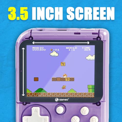 Image of Sameo Handheld Video Game Console, Dreamboy Retro Mini Game with 500 Classic Retro Game TV Compatible for Kids, Rechargeable 8 Bit Classic (Ice Purple)