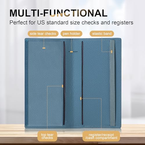 CASMONAL Checkbook Covers for Personal Checkbook Holder RFID Premium Vegan Leather Checkbook Cover for Duplicate Checks2