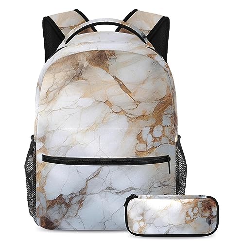 Cartable enfants marbré anti-fatigue avec trousse, sac à livres grand format 29.4cm