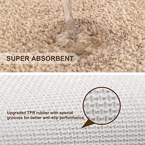 Image of VANZAVANZU Bath Mats Non Slip Ultra Soft Absorbant Microfiber Fluffy Thick Bathroom Rugs Machine Washable (24 inchx36 inch, Beige)