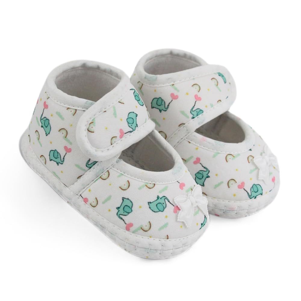 neska moda 6 To 12 Months Baby Girls Giraffe Printed Soft Cotton Bow Green,Pink Hook & Loop Belly Booties-BT5622-picture-13