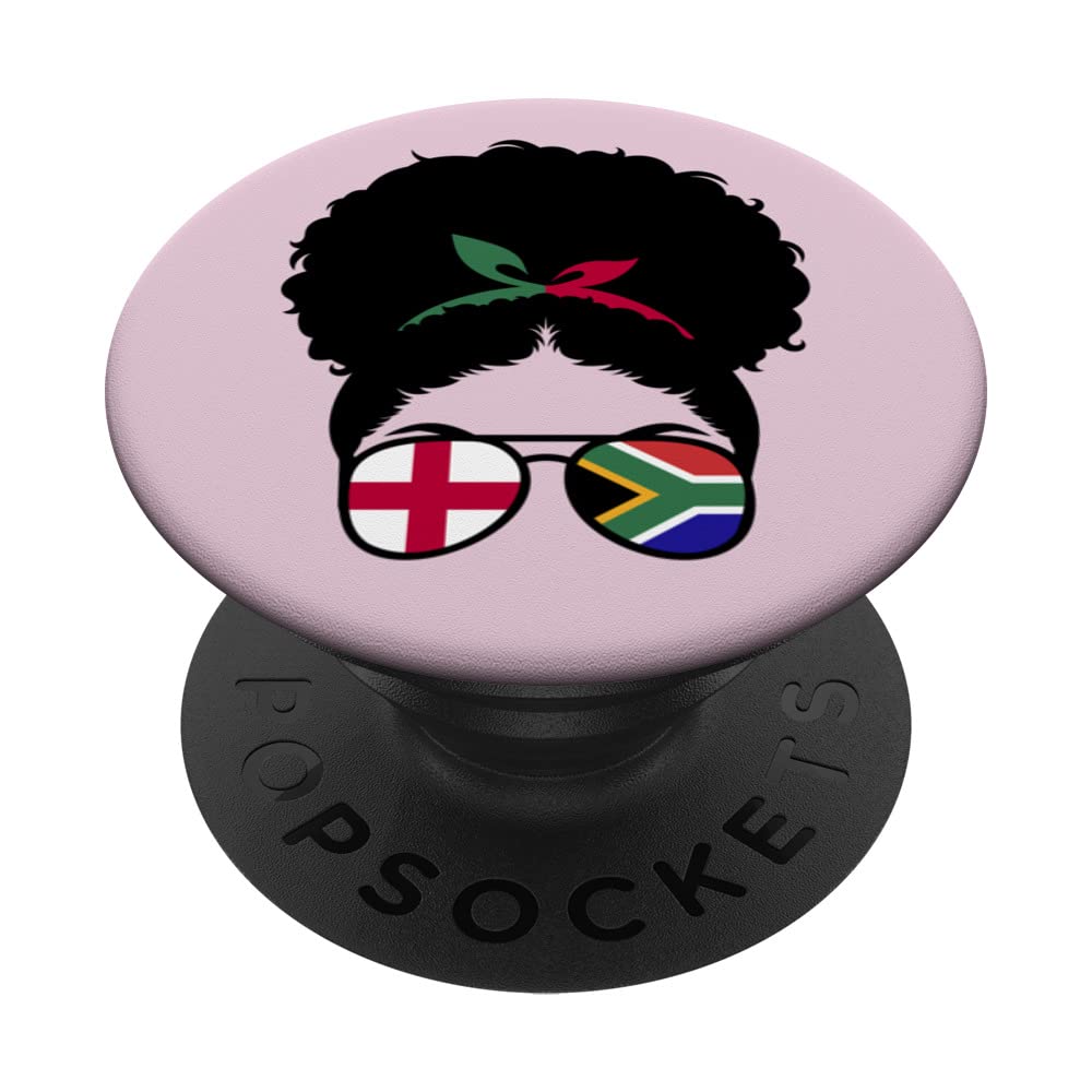 England South Africa Mix Afro Half English half South Africa PopSockets Swappable PopGrip, Black
