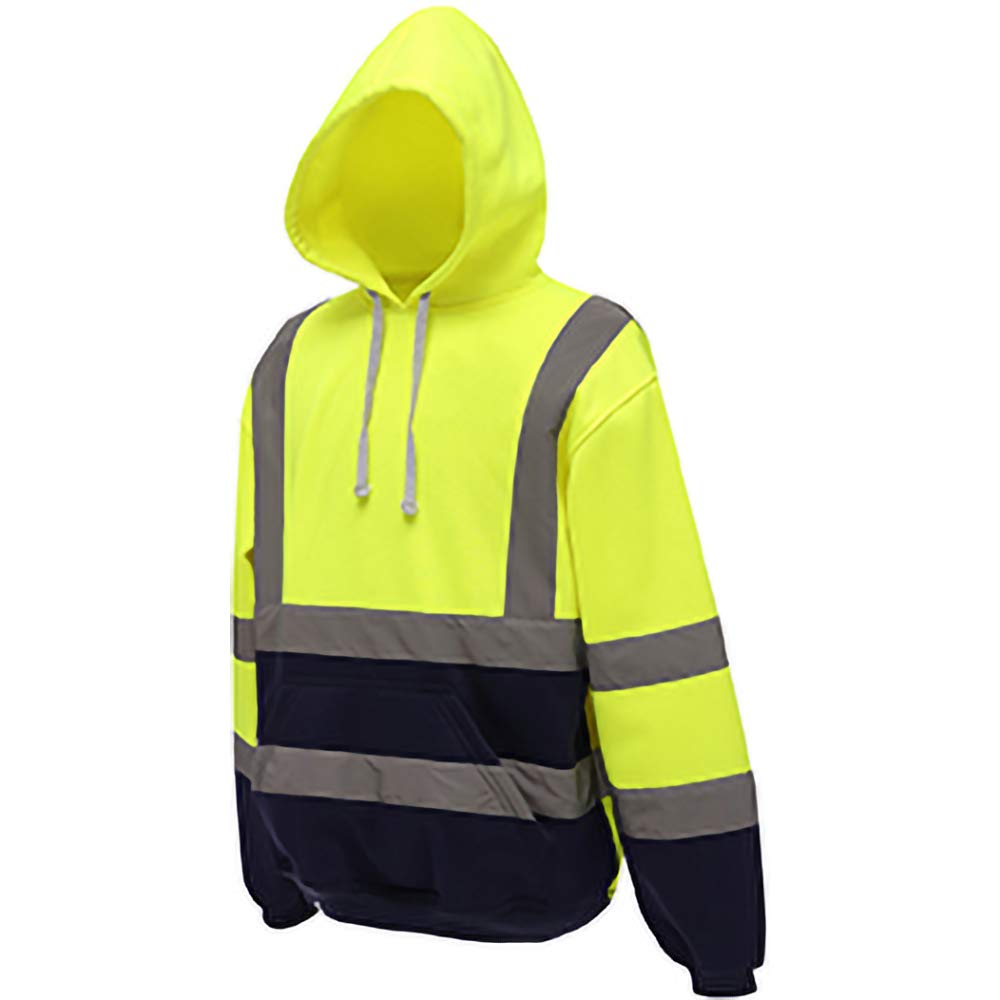 Yoko - Hi Vis - Felpa ad Alta visibilità con Cappuccio - Uomo (XXL) (Giallo Hi-Vis/Blu Admiral)