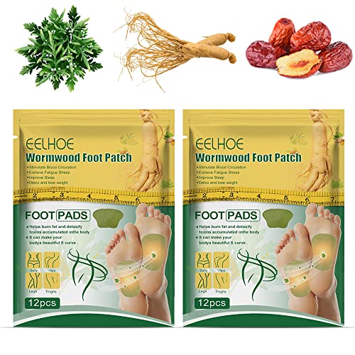 JIAWEIIYNatural Health Wormwood Body Pads, Bodiluvs Wormwood Burning Foot Patch, Wormwood Foot Patches, Wormwood Body Detoxification Pads, Natural Herbal Wormwood Foot Pads (Pack of 24)