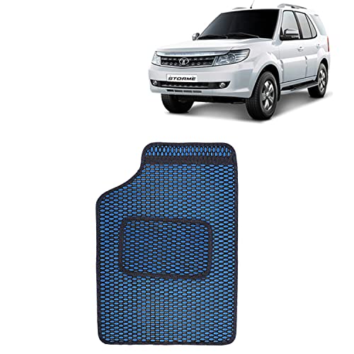 Image of Kingsway Dotted Design Car Floor Foot Mats Universal Fit for Tata Safari Storme, Model Year : 2012 Onwards, Water and Dustproof, Color Blue, Set of 5 Pieces